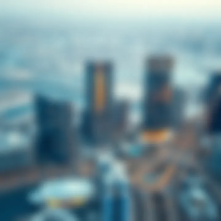 Aerial view of reflection towers enhancing the urban skyline