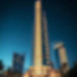 Architectural detail of Ajman One Tower highlighting modern design