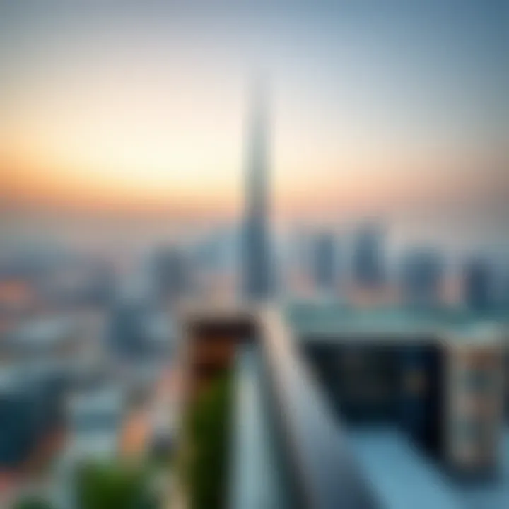 Panoramic view from the rooftop of Al Bakhit Tower overlooking Dubai skyline
