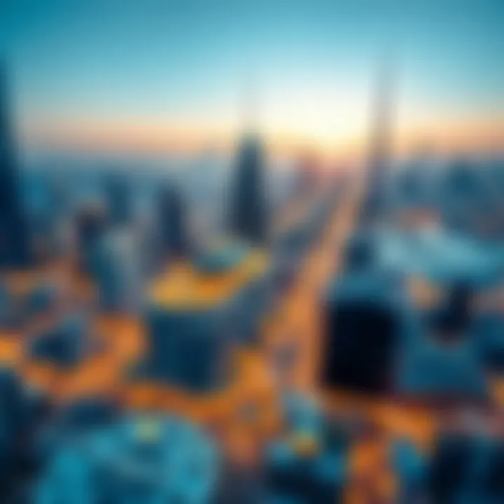 Aerial view of Dubai showcasing Al Diwan Tower's position in the skyline