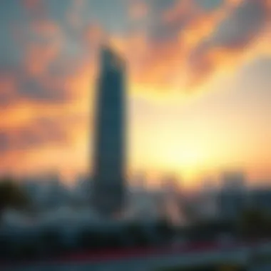 Stunning view of Al Diwan Tower at sunset