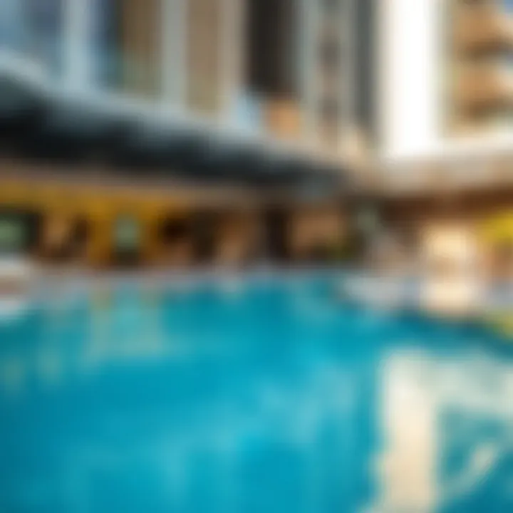 Elegant amenities of Al Ferdous Building such as pool and fitness center