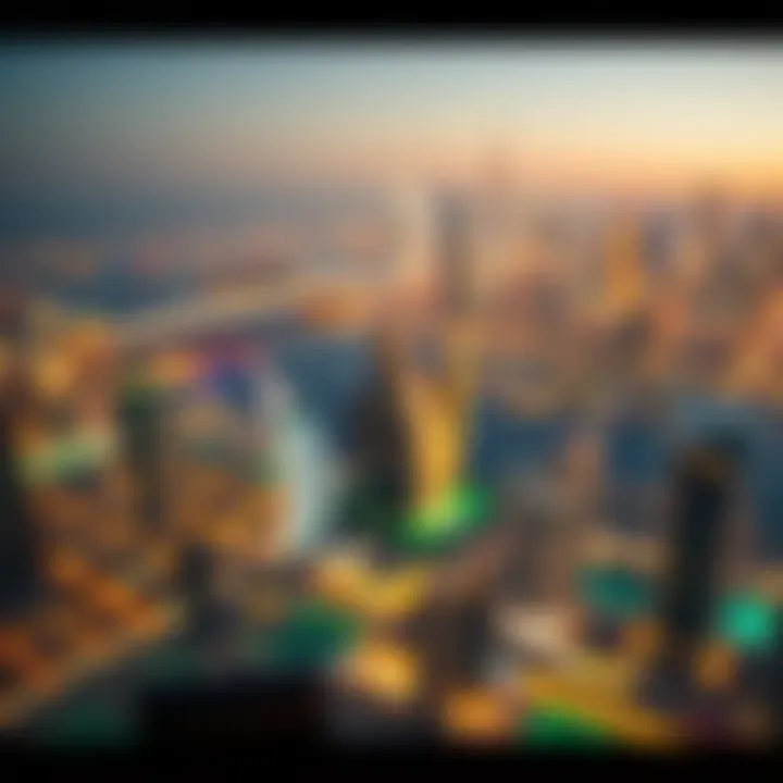 Panoramic view from Al Ferdous Building highlighting Dubai skyline