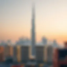 Stunning view of Al Noor Tower against the Dubai skyline