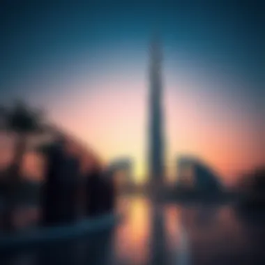 Stunning view of Al Safa Tower at sunset highlighting its architectural brilliance