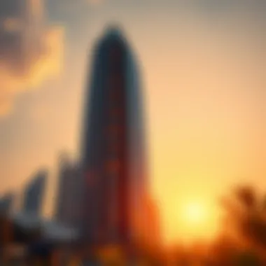 Al Wasl Tower: Sunset Splendor Stunning view of the Al Wasl Tower at sunset