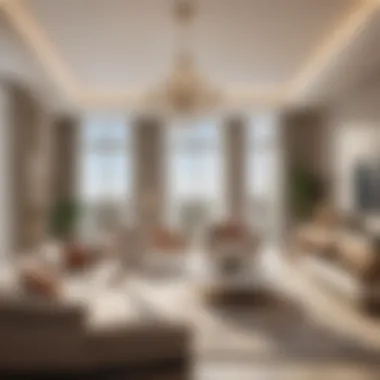 Elegant Interiors of Azizi Plaza Luxurious living room interior at Azizi Plaza