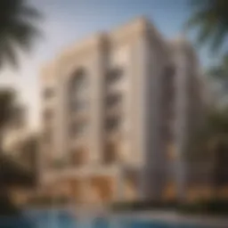 Stunning architectural facade of Bab Al Bahr Residence showcasing modern luxury design