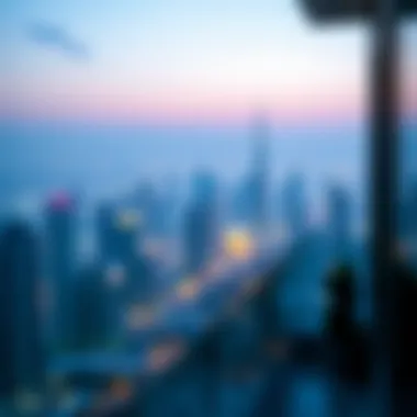 Skyline View from Binghatti Al Jaddaf Stunning skyline view from a high-rise apartment balcony