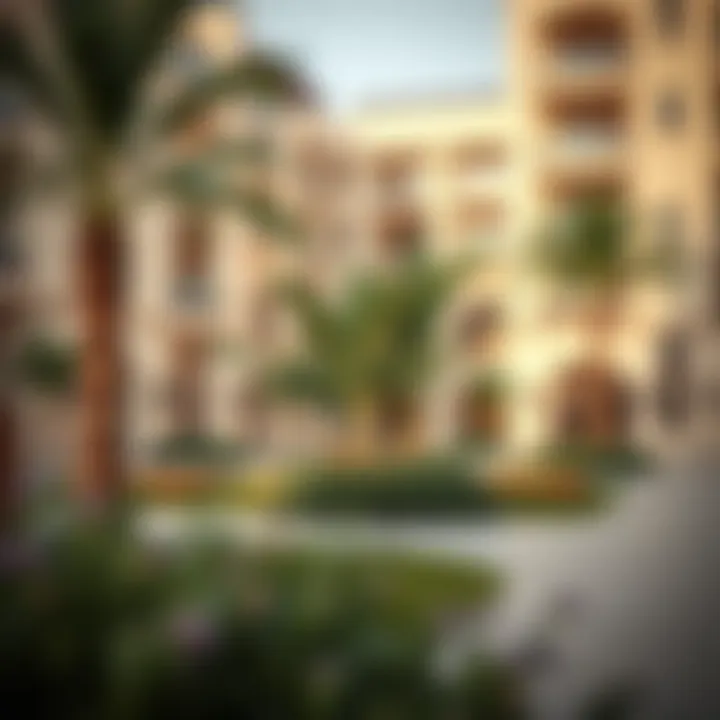 A serene community space within a Binghatti development