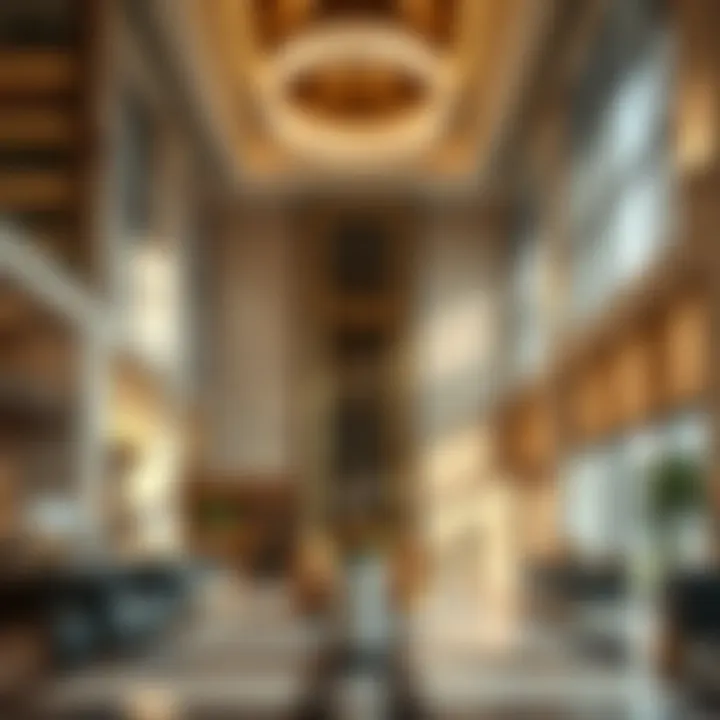Luxurious lobby of the Bloom Properties Al Mankhool Building with high-end finishes