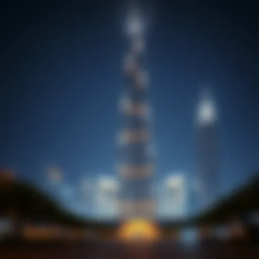 Stunning view of Burj Al Khalifa illuminated at night