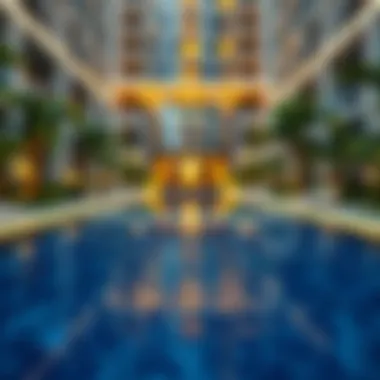 Glistening Pool Area Glistening pool area surrounded by lush greenery