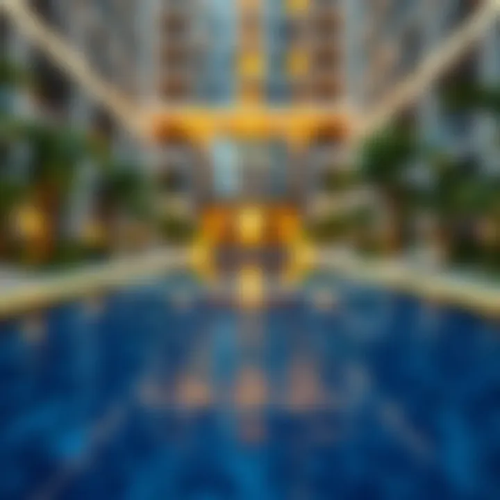 Glistening Pool Area Glistening pool area surrounded by lush greenery