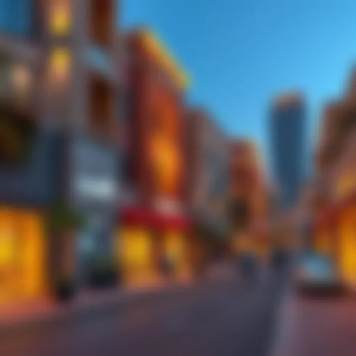 Vibrant neighborhood surrounding Cavalli Residences with upscale shops and dining