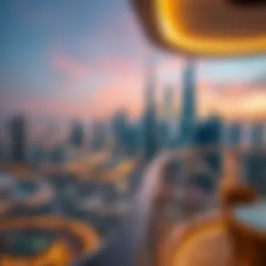 Stunning view of Dubai skyline from a hotel apartment balcony