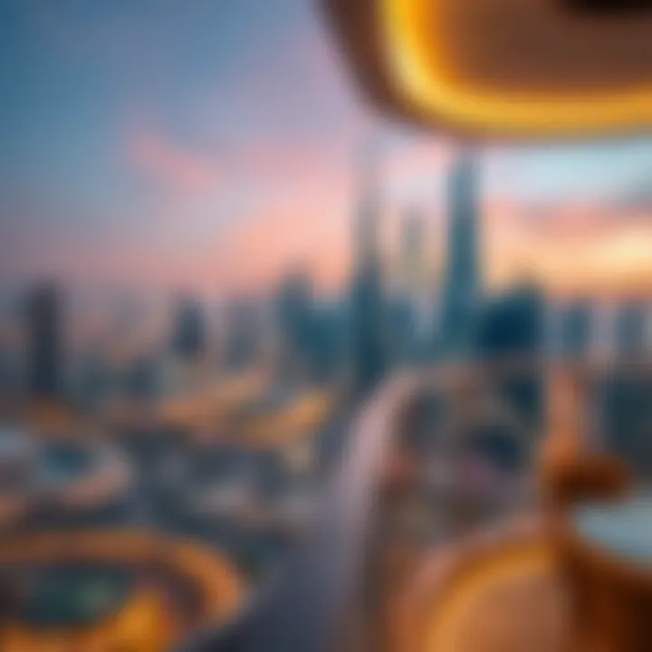 Stunning view of Dubai skyline from a hotel apartment balcony