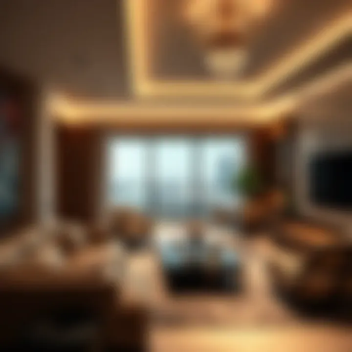 Luxurious hotel apartment interior showcasing modern design and comfort