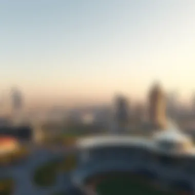 Panoramic View of Dubai Sports City Panoramic view of Dubai Sports City from the Cricket Tower