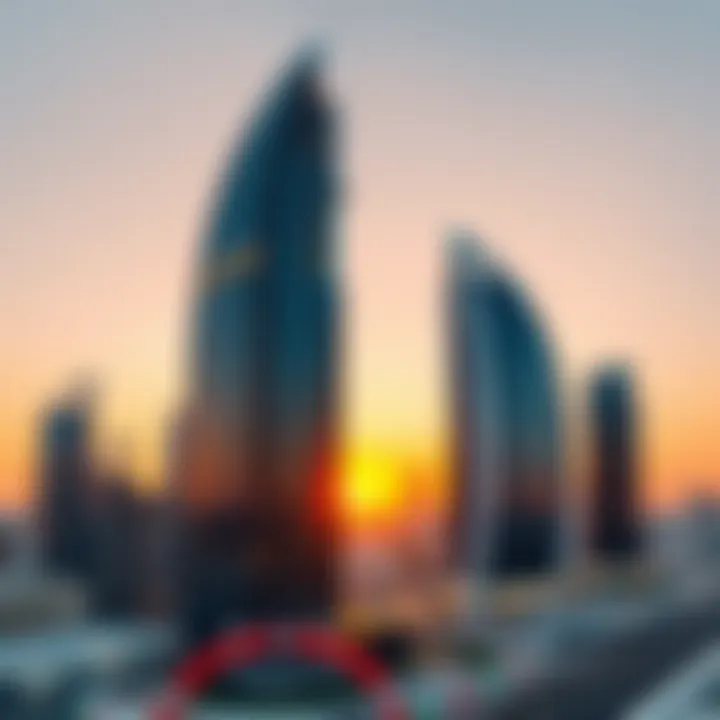 A panoramic view of D1 Tower at sunset