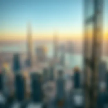 A panoramic view of the surrounding Dubai skyline from Dec Tower.