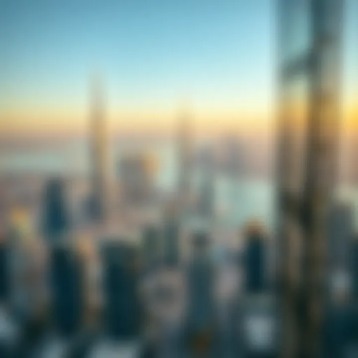 A panoramic view of the surrounding Dubai skyline from Dec Tower.