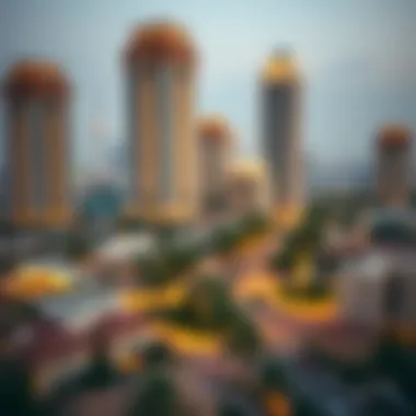 Vibrant Neighborhood Surrounding Dec Towers Panoramic view of the surrounding neighborhood of Dec Towers