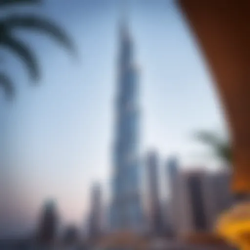 Aerial view of Dubai Arch Tower showcasing its unique architectural design