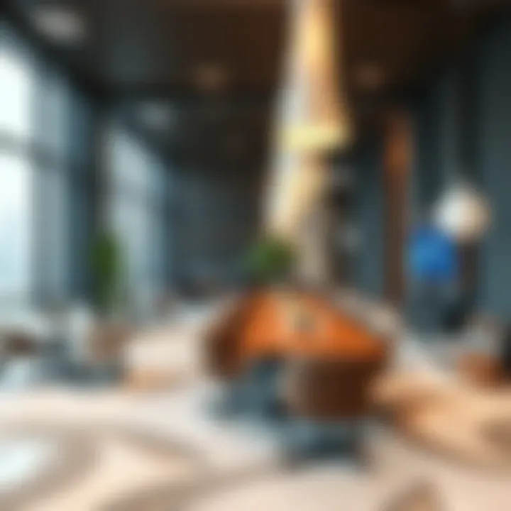 An upscale office space in Dubai Tecom designed for innovation and collaboration among businesses.