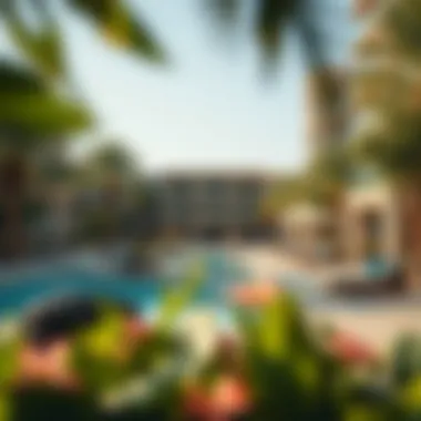 Resort-style amenities at Eden House surrounded by lush landscaping