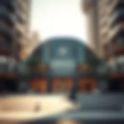 Stunning façade of Emirates Towers Metro Station showcasing modern architecture