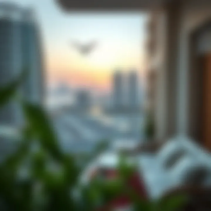 Scenic Balcony View from Dubai Apartment Scenic view from a Dubai apartment balcony