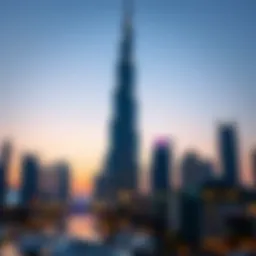 Stunning view of Burj Khalifa at dusk
