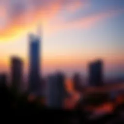Majestic view of Ajman One Tower at sunset