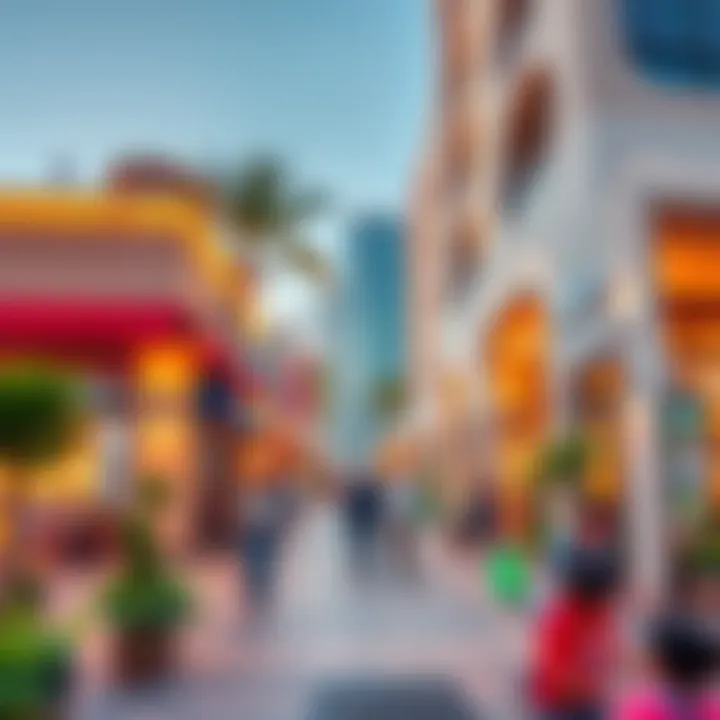 Vibrant lifestyle scene in Al Barsha, with cafes and shops