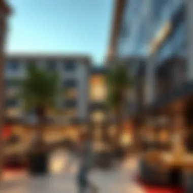 Upscale shopping and dining options available in Al Dana, embodying luxury living