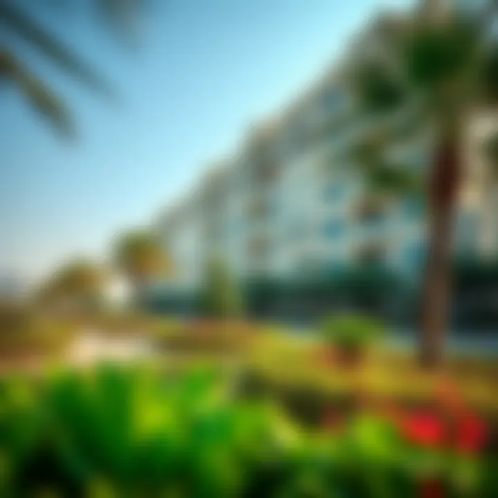 Lush landscaping surrounding Al Diwan Towers