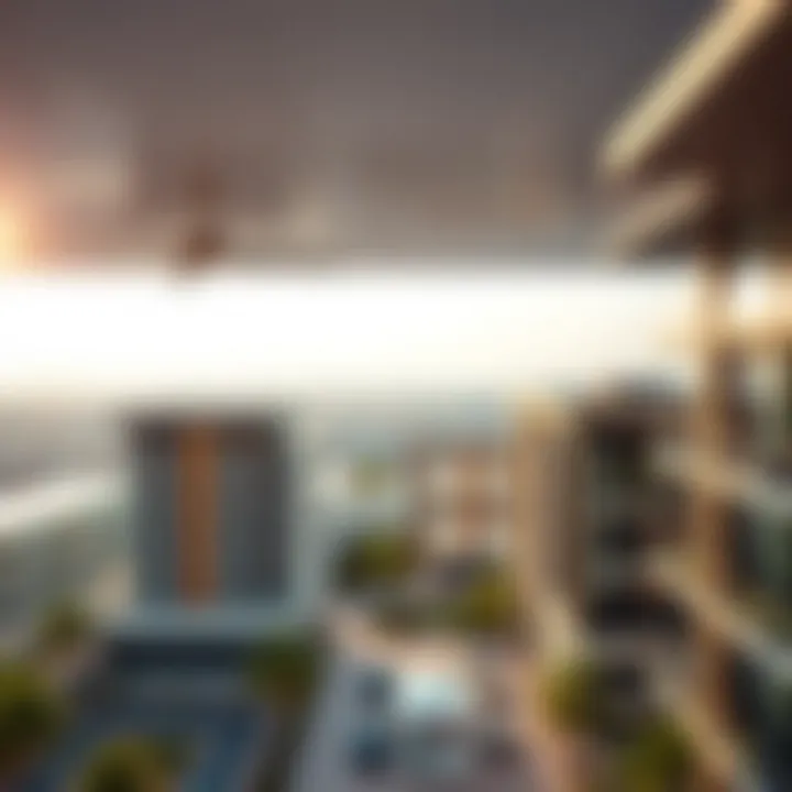 Aerial Perspective of Modern Living at Al Khail Gate Aerial view of Al Khail Gate Phase 2 showcasing modern architecture