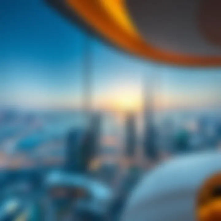 Panoramic skyline view from Al Manara Tower highlighting Dubai's cityscape