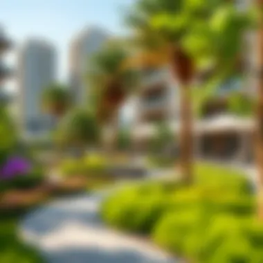 Lush green spaces and vibrant community areas within Bay Square, embodying urban tranquility.