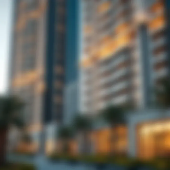 An elegant residential building in Bay Square, highlighting luxury living options available in Dubai.