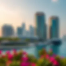 A stunning view of Bay Square showcasing its modern architecture against a picturesque skyline.