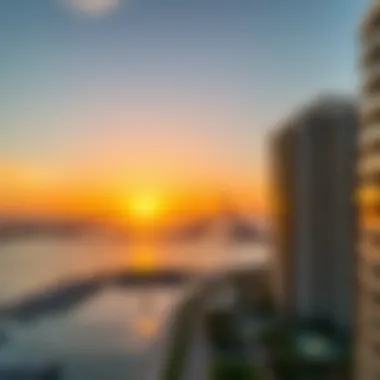 Breathtaking sunset view over the Arabian Gulf from Bluewaters Bay