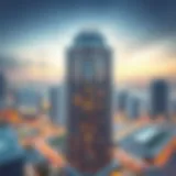 Stunning view of Bonnington Tower from Jumeirah Lake Towers