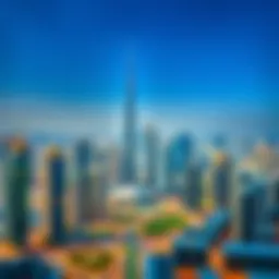Panoramic view of Downtown Dubai skyline