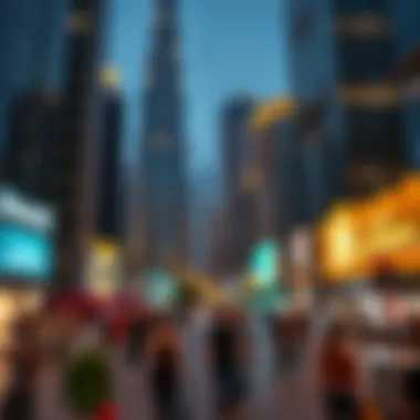 The Lively Atmosphere of Downtown Dubai Vibrant nightlife scene in downtown Dubai