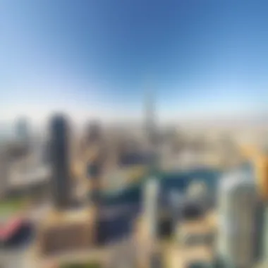 Unmatched Cityscape Perspectives Panoramic view of Dubai's downtown from a high-rise