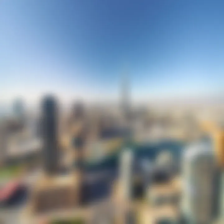 Unmatched Cityscape Perspectives Panoramic view of Dubai's downtown from a high-rise