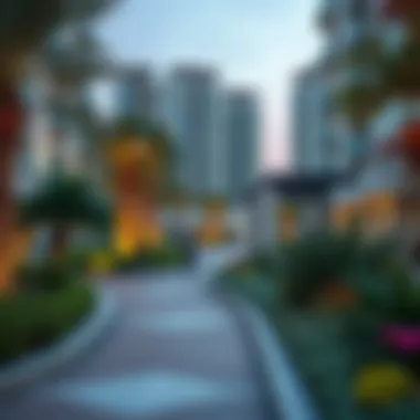 Lush greenery and beautiful walkways along the JBR promenade.