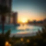 Stunning view of JBR Beach at sunset showcasing luxury beachfront properties.